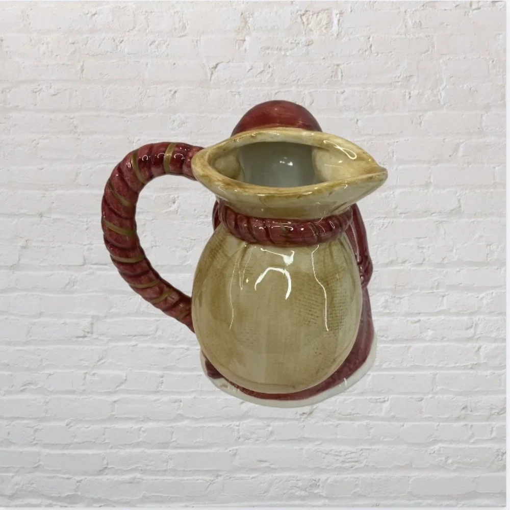 VINTAGE COFFEE SET -- Creamer & Sugar Server, Santas w/Burlap Gift Bag and Gifts